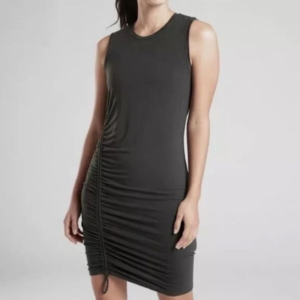 NEW Athleta Charcoal Gray Grenada Sleeveless Micro Modal Dress Large Tall